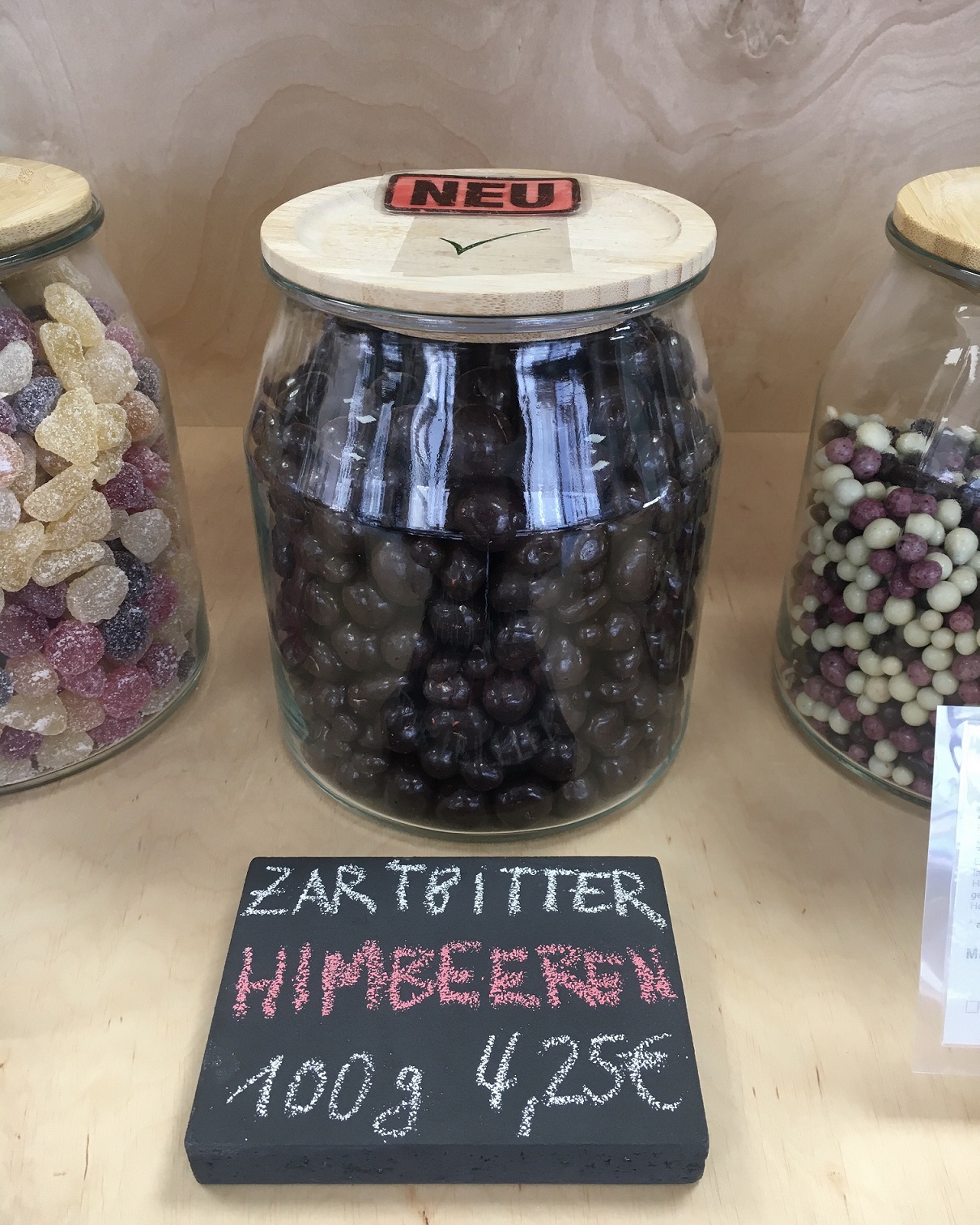 Zartbitter-Schoko-Himbeeren unverpackt